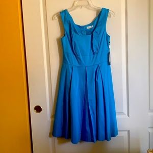 Calvin Klein fit and flare dress In aquamarine